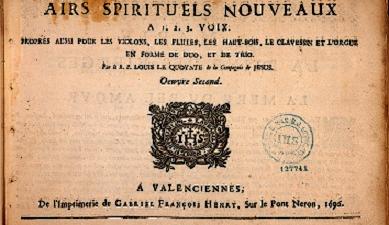 Le Quoynte, Airs spirituels (Valenciennes, G. Henry, 1696) - Page de titre.